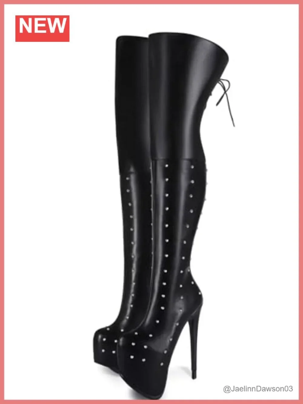 Platform Over the Knee Boots Thigh High Stiletto Heels Faux Leather Zip Large